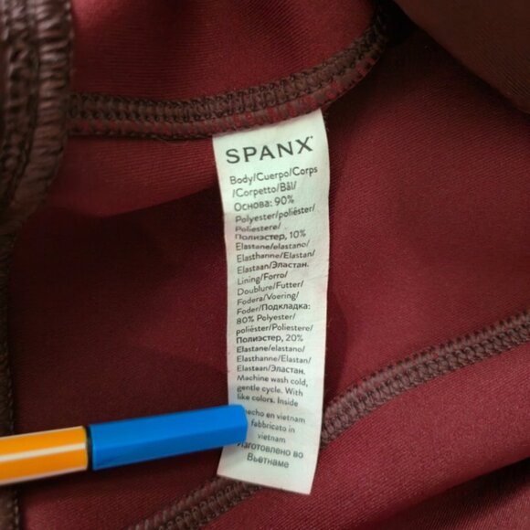 Spanx Faux Suede High-Waisted Leggings Tall Long S Brown Burgundy Soft Luxe - Picture 10 of 11